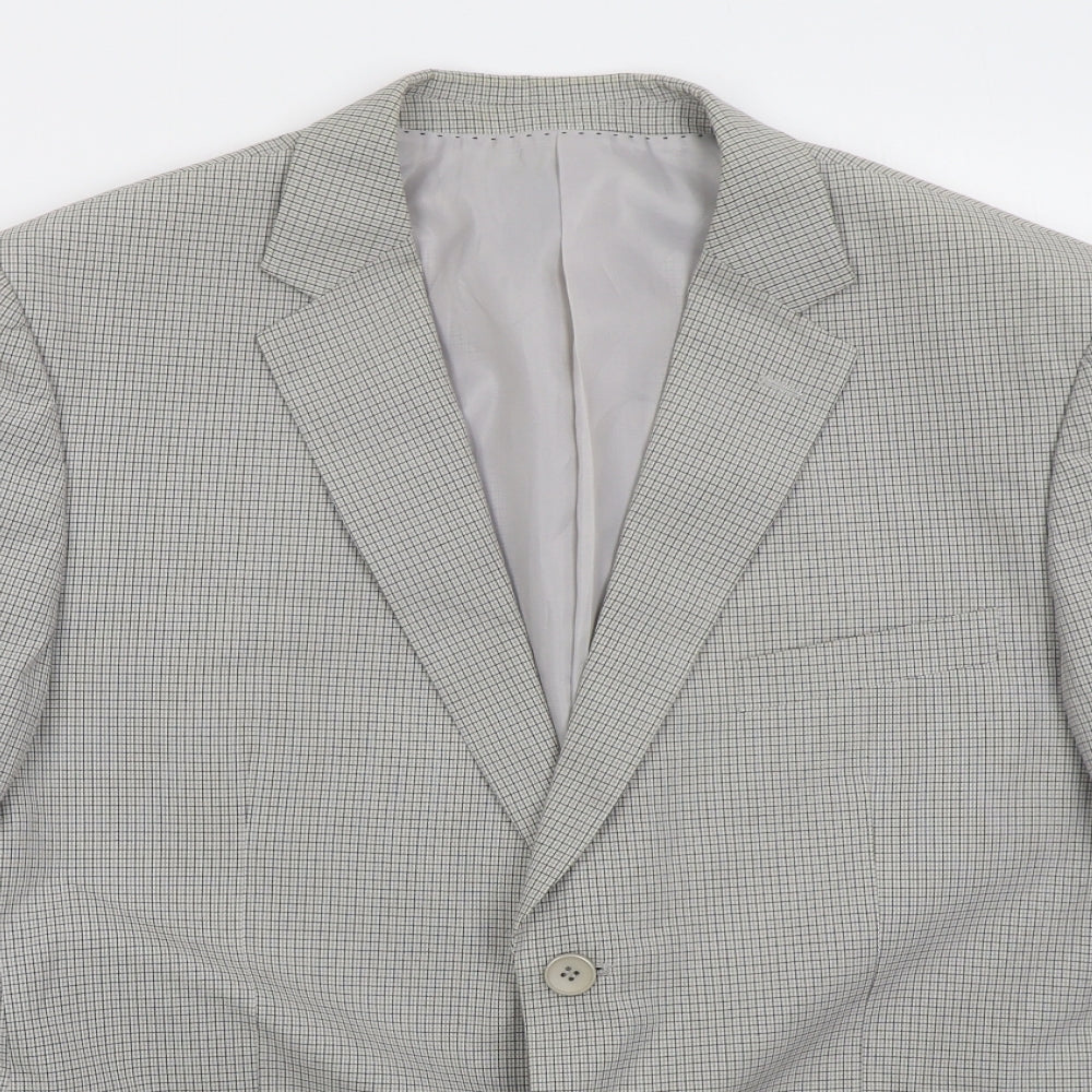 Preworn Mens Grey Check Cotton Jacket Suit Jacket Size 44