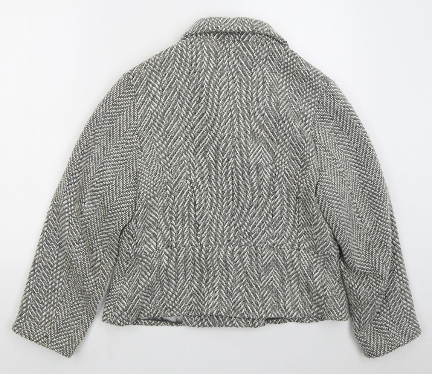 Per Una Womens Grey Herringbone  Pea Coat Coat Size 14  Button