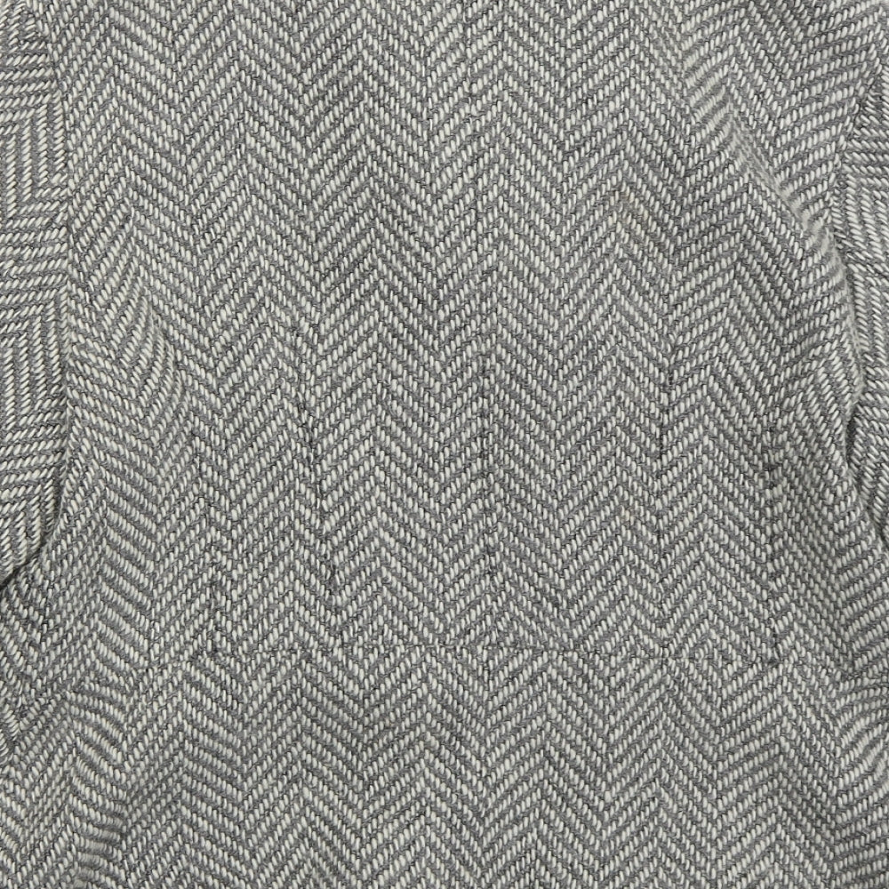 Per Una Womens Grey Herringbone  Pea Coat Coat Size 14  Button