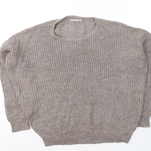 Marks and Spencer Womens Brown Round Neck  Acrylic Pullover Jumper Size 8