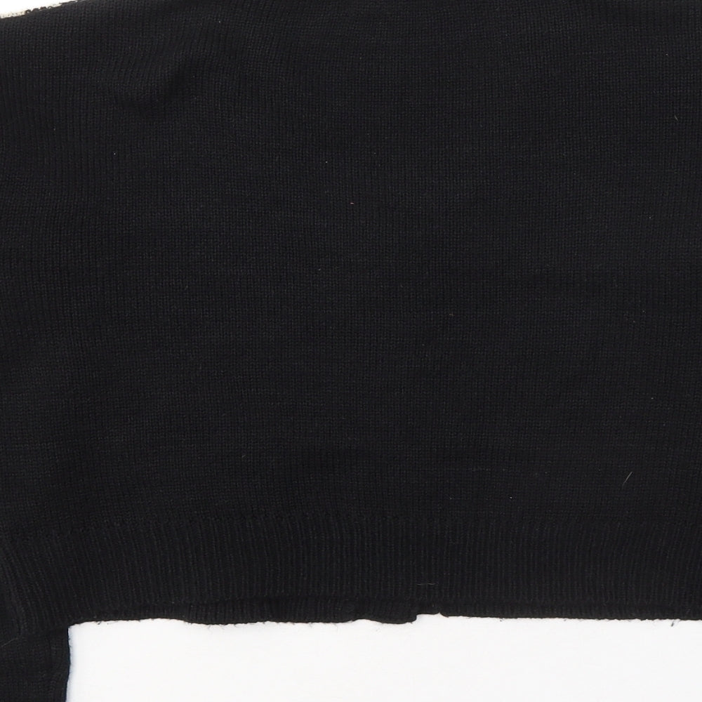 SheIn Womens Black V-Neck Geometric Acrylic Cardigan Jumper Size S