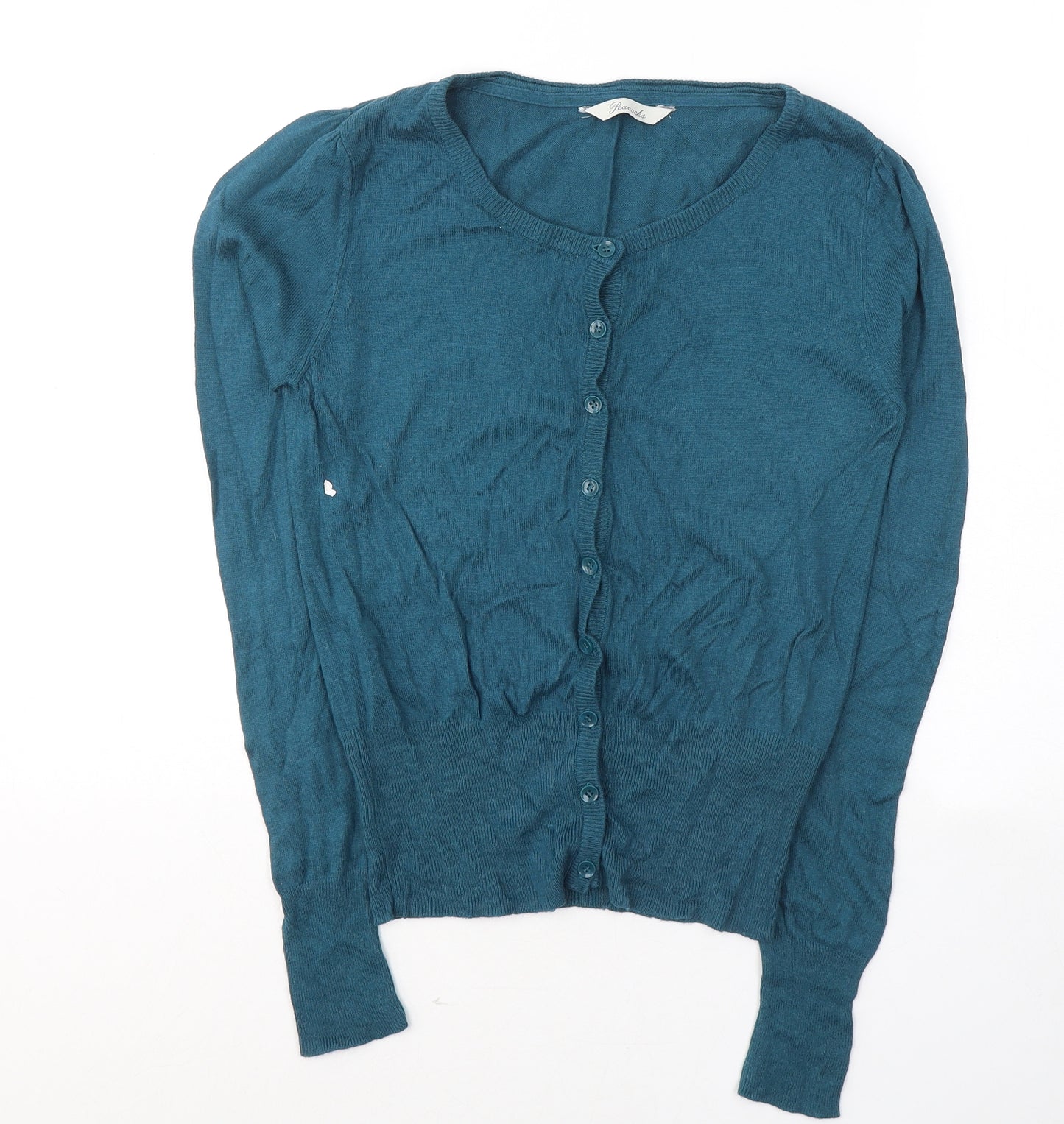 Peacocks Womens Blue  Viscose Jersey Button-Up Size 10 Round Neck