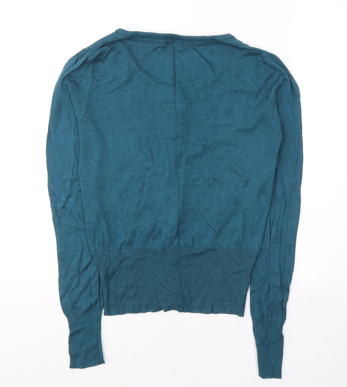 Peacocks Womens Blue  Viscose Jersey Button-Up Size 10 Round Neck
