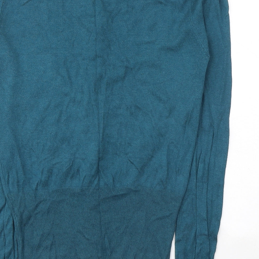 Peacocks Womens Blue  Viscose Jersey Button-Up Size 10 Round Neck