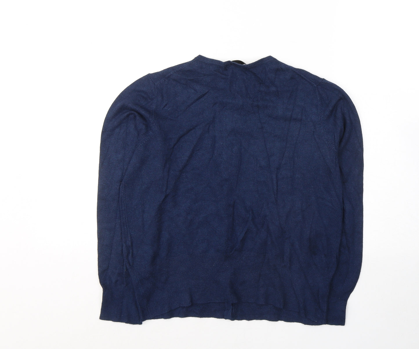 Marks and Spencer Womens Blue  Viscose Jersey Button-Up Size 14 Round Neck