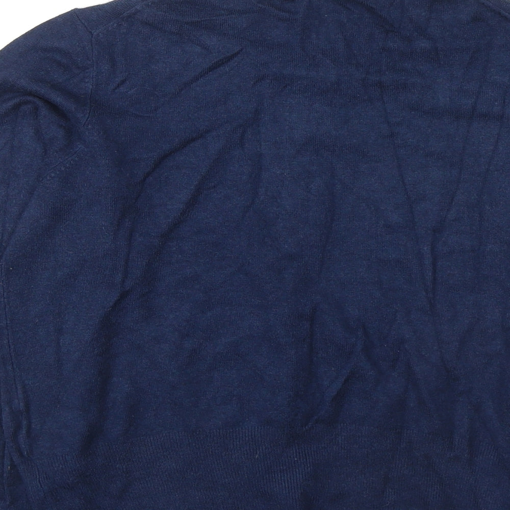 Marks and Spencer Womens Blue  Viscose Jersey Button-Up Size 14 Round Neck