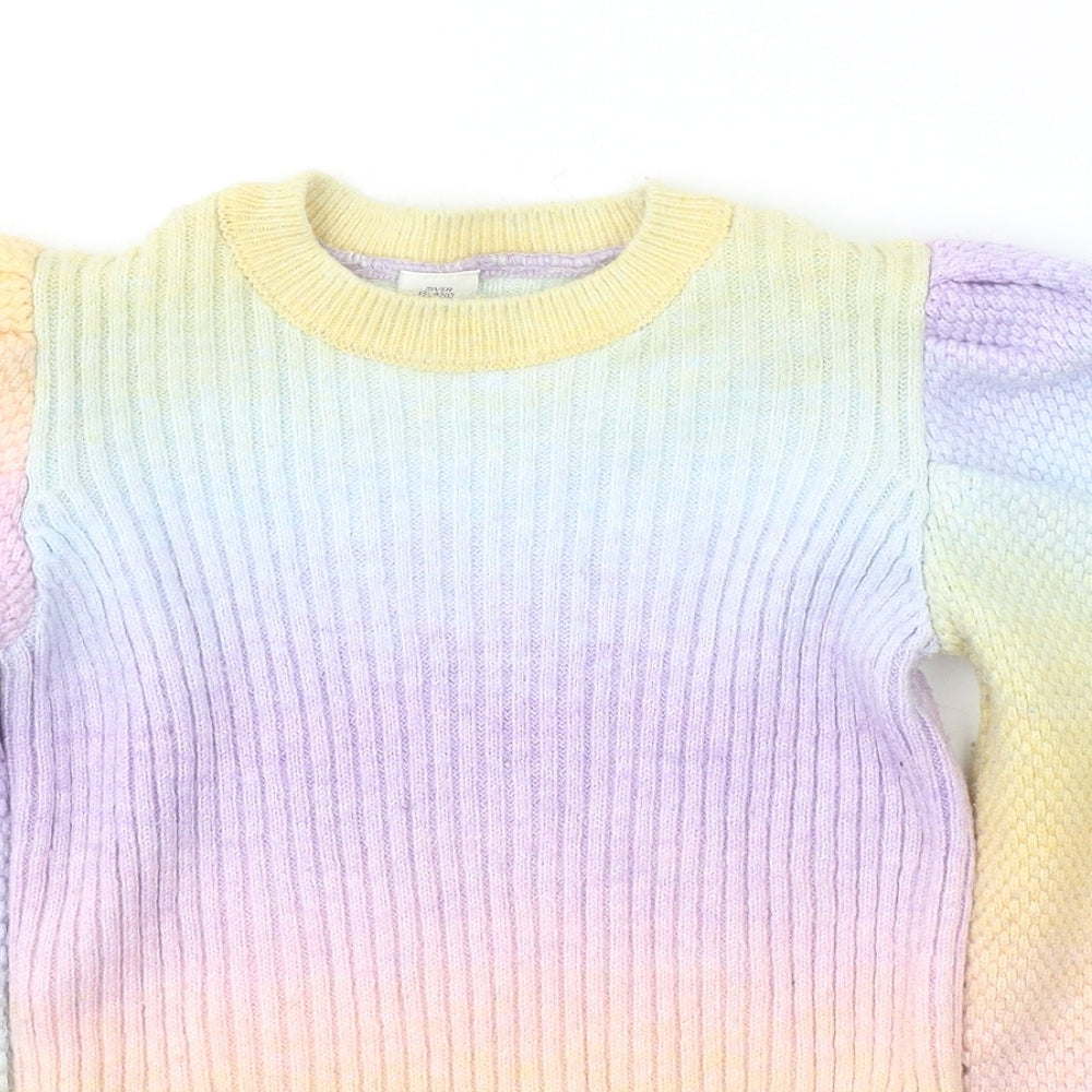 River Island Girls Multicoloured Round Neck  Acrylic Pullover Jumper Size 11-12 Years  Pullover