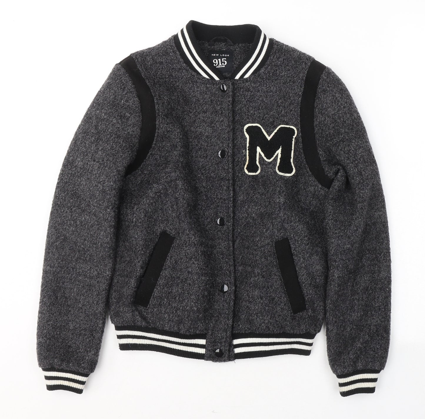 New Look Boys Grey   Varsity Jacket Jacket Size 12-13 Years  Button