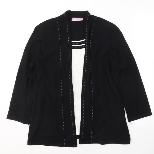 Sarah Hamilton Womens Black  Viscose Basic Blouse Size 16 Round Neck - Cardigan effect