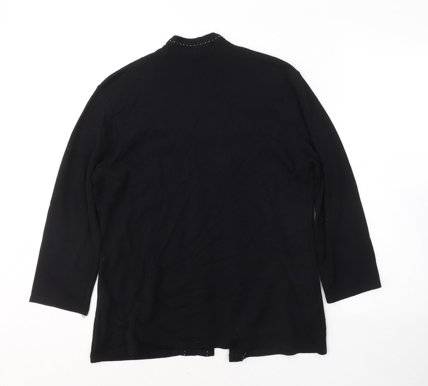 Sarah Hamilton Womens Black  Viscose Basic Blouse Size 16 Round Neck - Cardigan effect