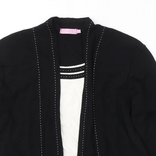 Sarah Hamilton Womens Black  Viscose Basic Blouse Size 16 Round Neck - Cardigan effect