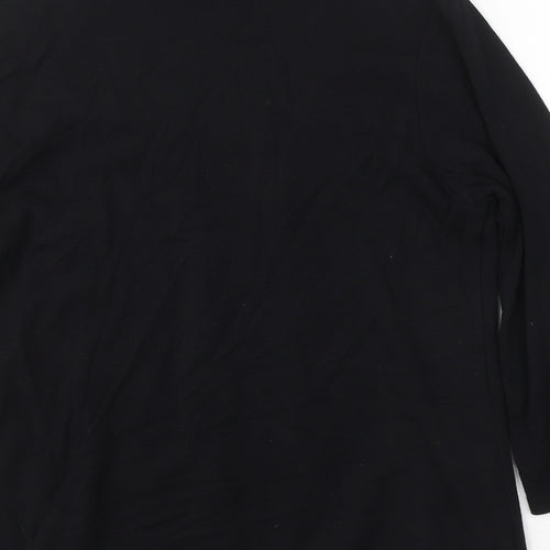 Sarah Hamilton Womens Black  Viscose Basic Blouse Size 16 Round Neck - Cardigan effect