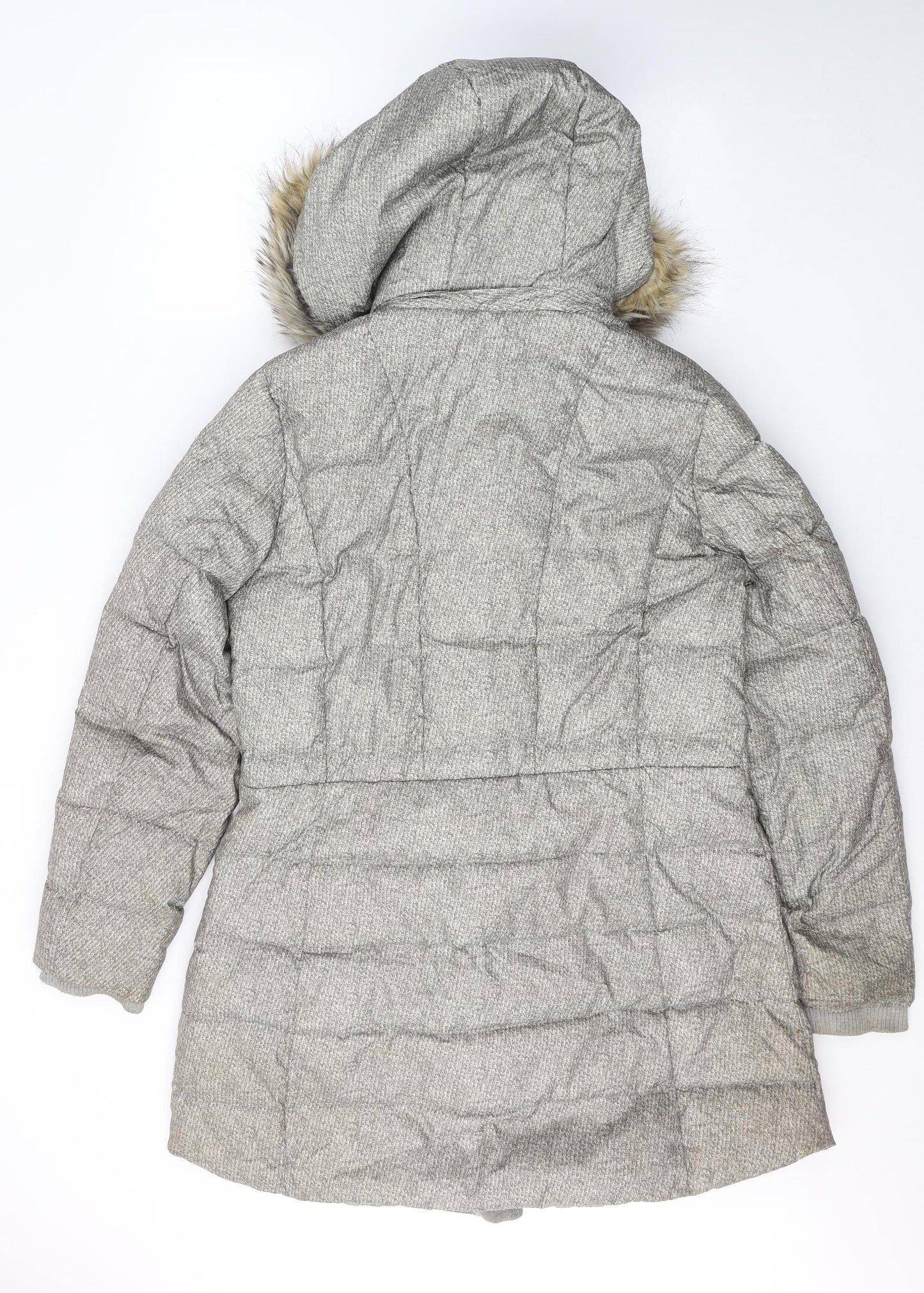 Catherine Malandrino Womens Grey Geometric  Puffer Jacket Coat Size L  Zip