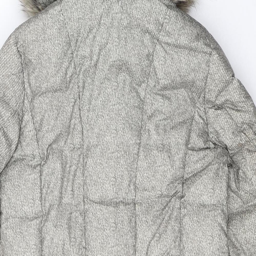 Catherine Malandrino Womens Grey Geometric  Puffer Jacket Coat Size L  Zip