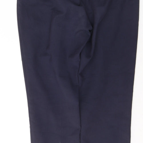 Marks and Spencer Womens Blue  Cotton Trousers  Size 8 L26.5 in Regular Button