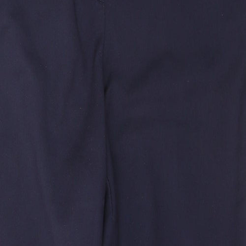 Marks and Spencer Womens Blue  Cotton Trousers  Size 8 L26.5 in Regular Button