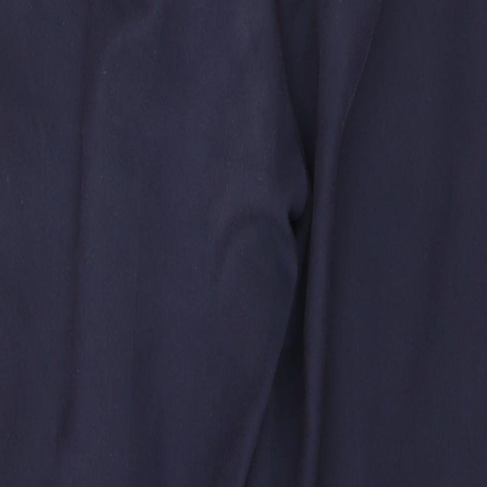 Marks and Spencer Womens Blue  Cotton Trousers  Size 8 L26.5 in Regular Button