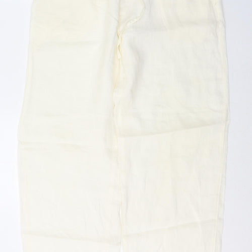 AD Womens Ivory  Ramie Trousers  Size 16 L31 in Regular Button