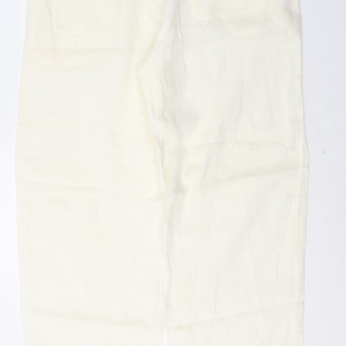 AD Womens Ivory  Ramie Trousers  Size 16 L31 in Regular Button