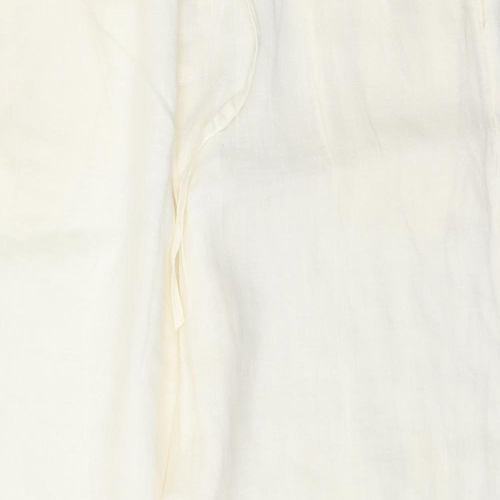 AD Womens Ivory  Ramie Trousers  Size 16 L31 in Regular Button
