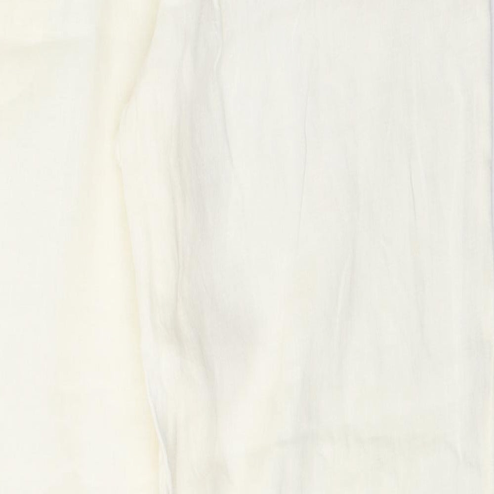 AD Womens Ivory  Ramie Trousers  Size 16 L31 in Regular Button