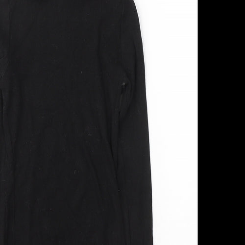 Ambiance Womens Black  Cotton Jersey T-Shirt Size S High Neck - Cold shoulder
