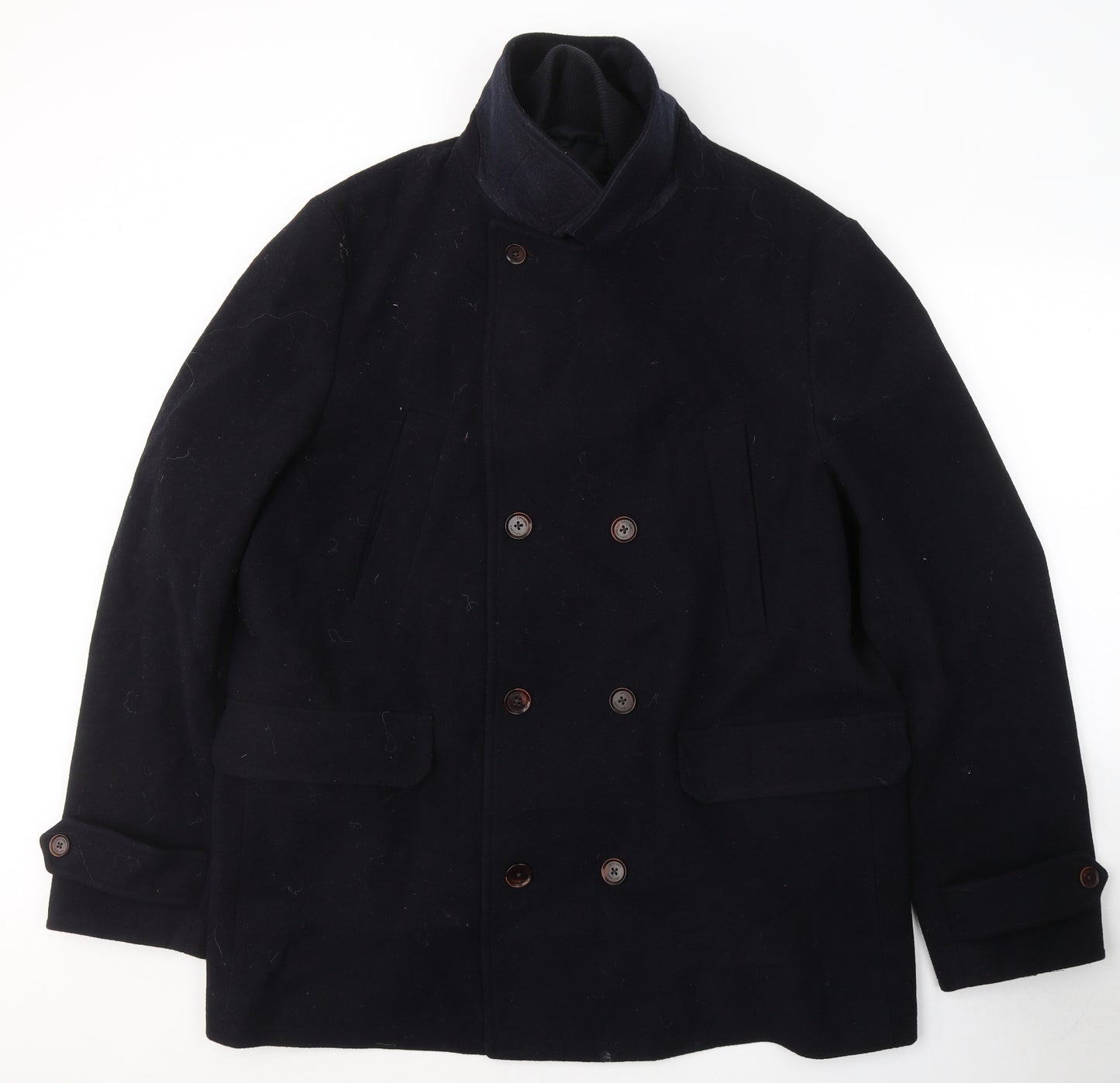 John Lewis Mens Blue   Pea Coat Coat Size 2XL  Button