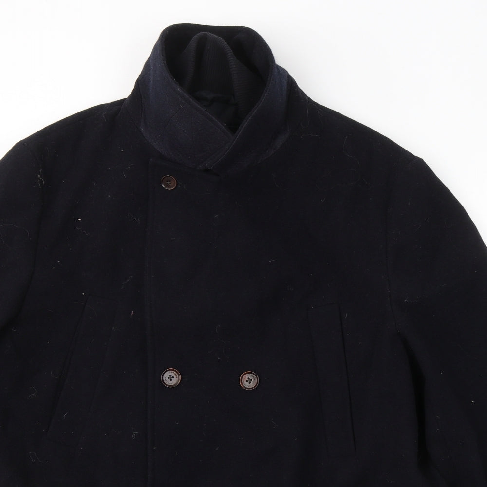 John Lewis Mens Blue   Pea Coat Coat Size 2XL  Button