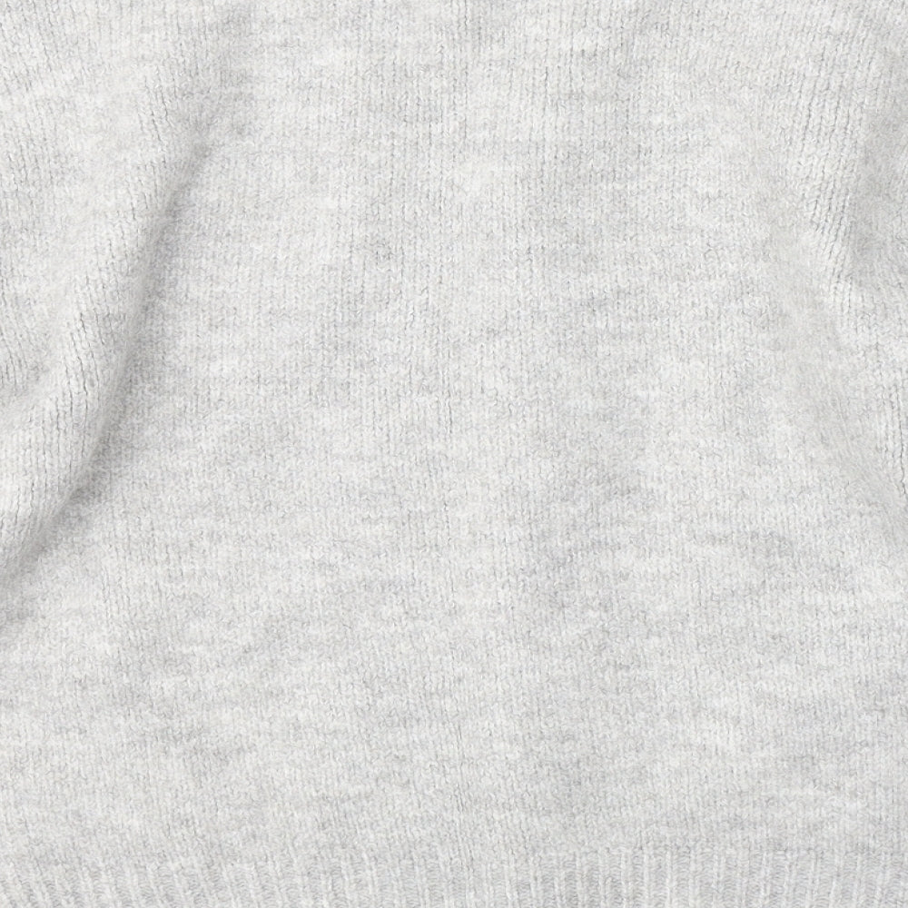 Papaya Womens Grey Round Neck  Acetate Pullover Jumper Size S