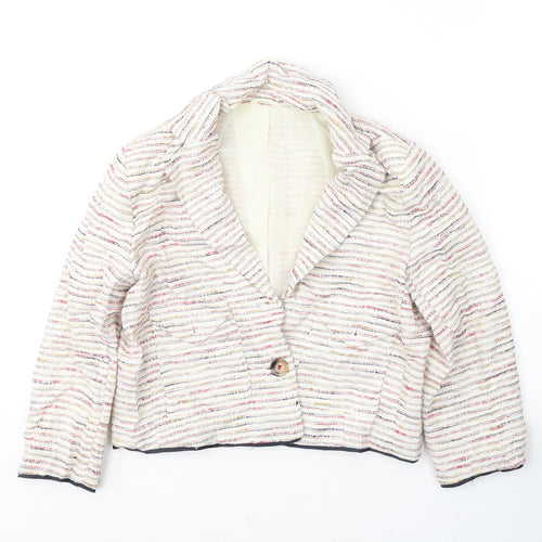 Silvian Heach Womens Ivory Striped  Jacket Blazer Size S  Button