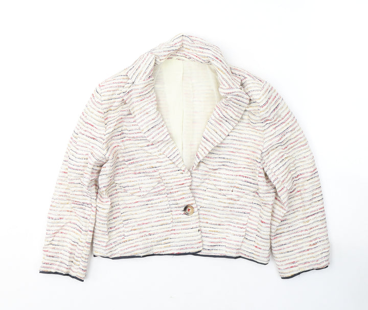 Silvian Heach Womens Ivory Striped  Jacket Blazer Size S  Button