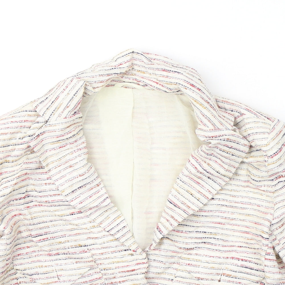 Silvian Heach Womens Ivory Striped  Jacket Blazer Size S  Button