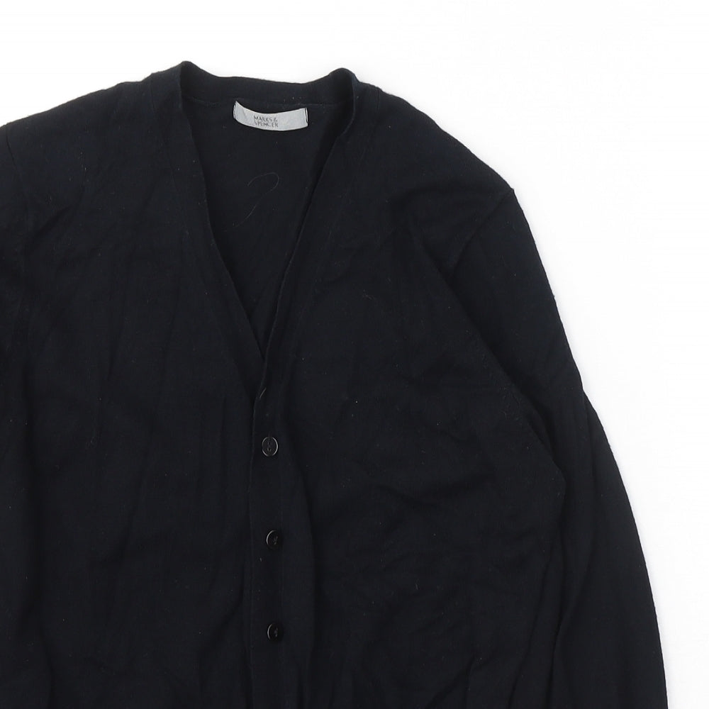 Marks and Spencer Womens Black V-Neck  Viscose Cardigan Jumper Size 12