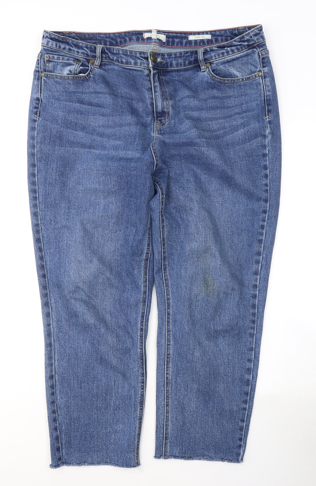 Jules Womens Blue  Cotton Cropped Jeans Size 18 L24 in Regular Button