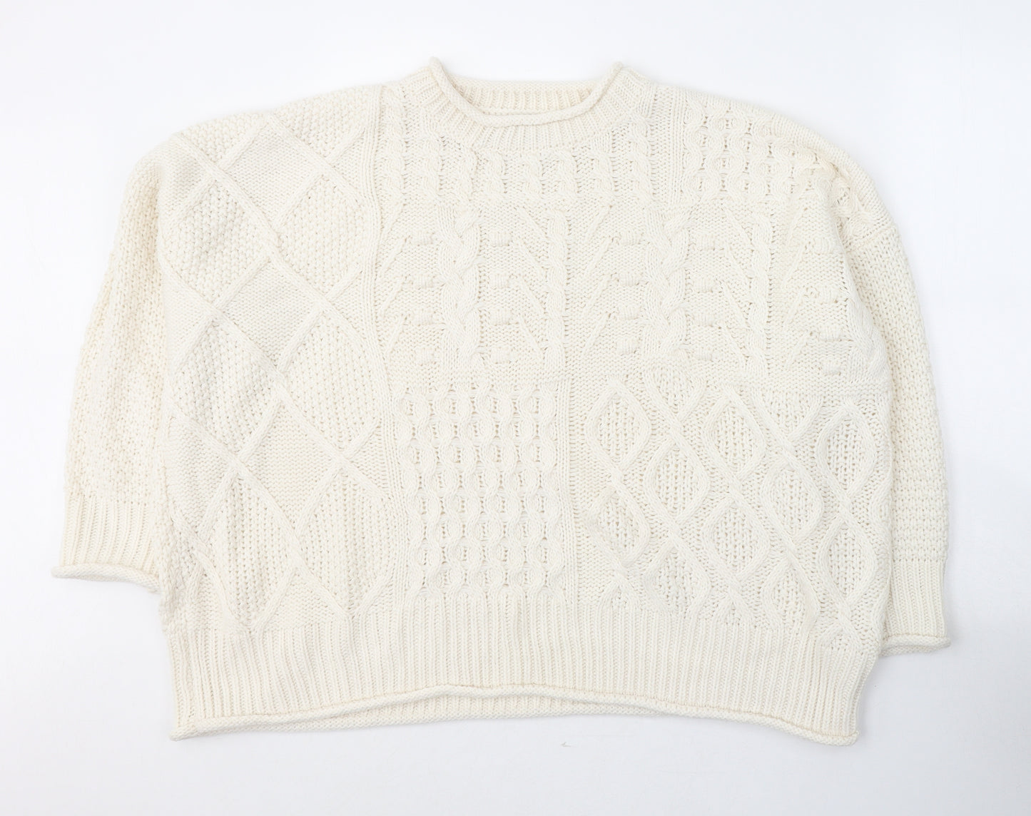 George Womens White Round Neck  Acrylic Pullover Jumper Size XL