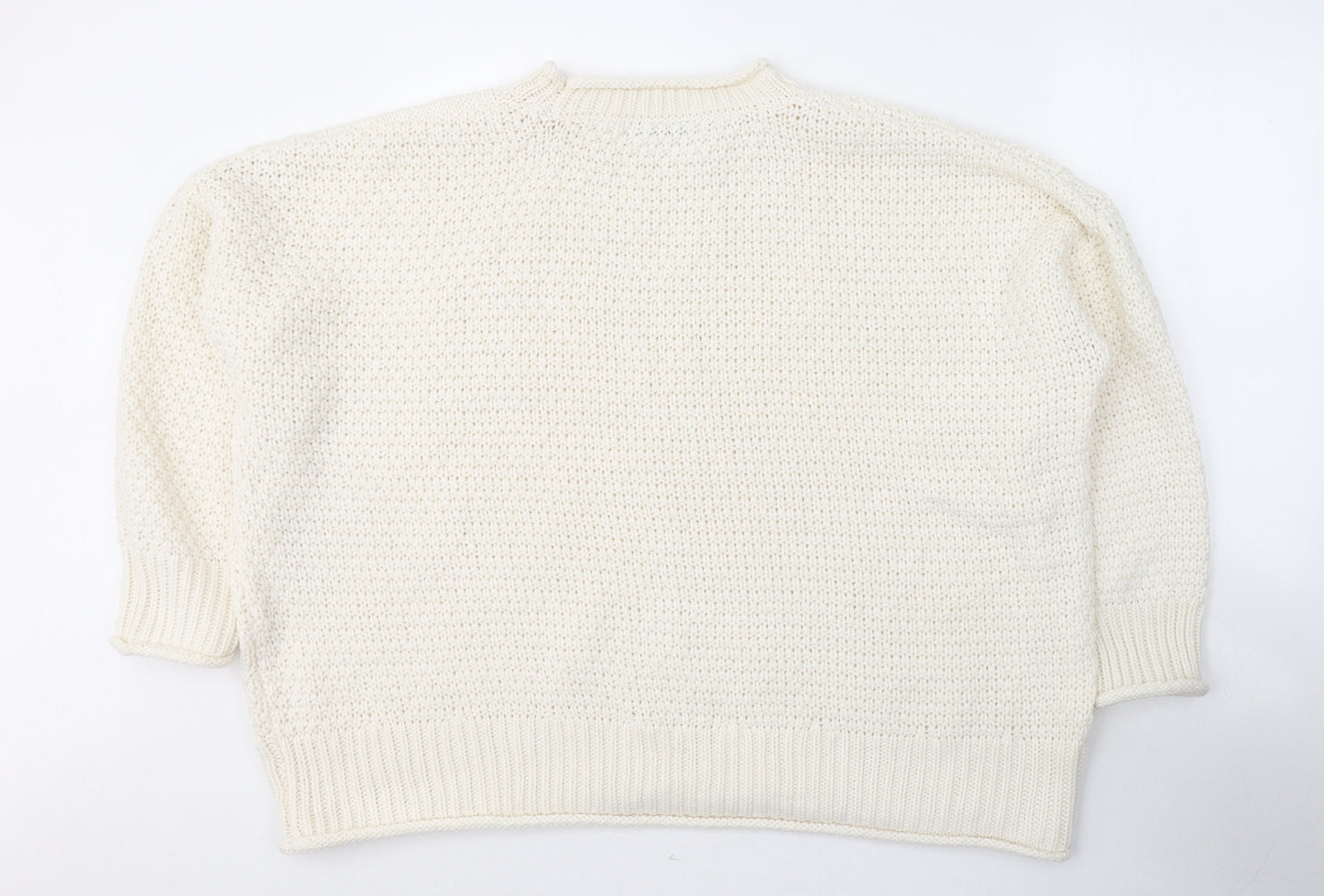 George Womens White Round Neck  Acrylic Pullover Jumper Size XL