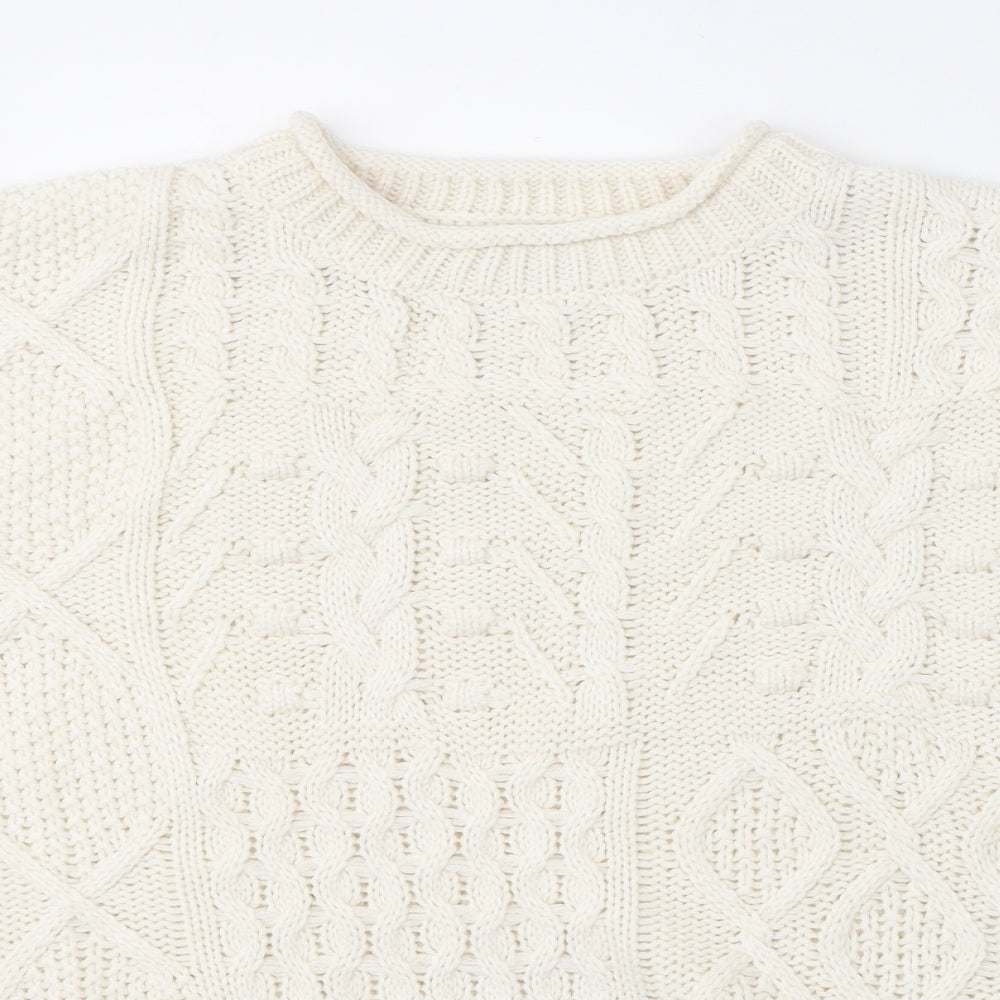 George Womens White Round Neck  Acrylic Pullover Jumper Size XL