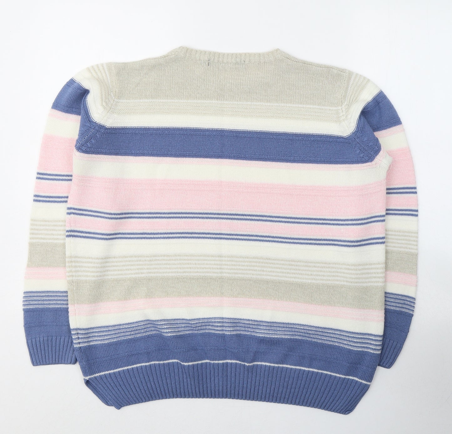 Isle Womens Multicoloured Round Neck Striped Acrylic Pullover Jumper Size 18