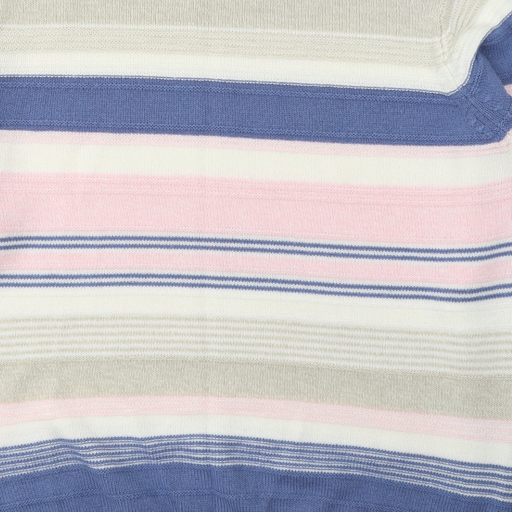 Isle Womens Multicoloured Round Neck Striped Acrylic Pullover Jumper Size 18
