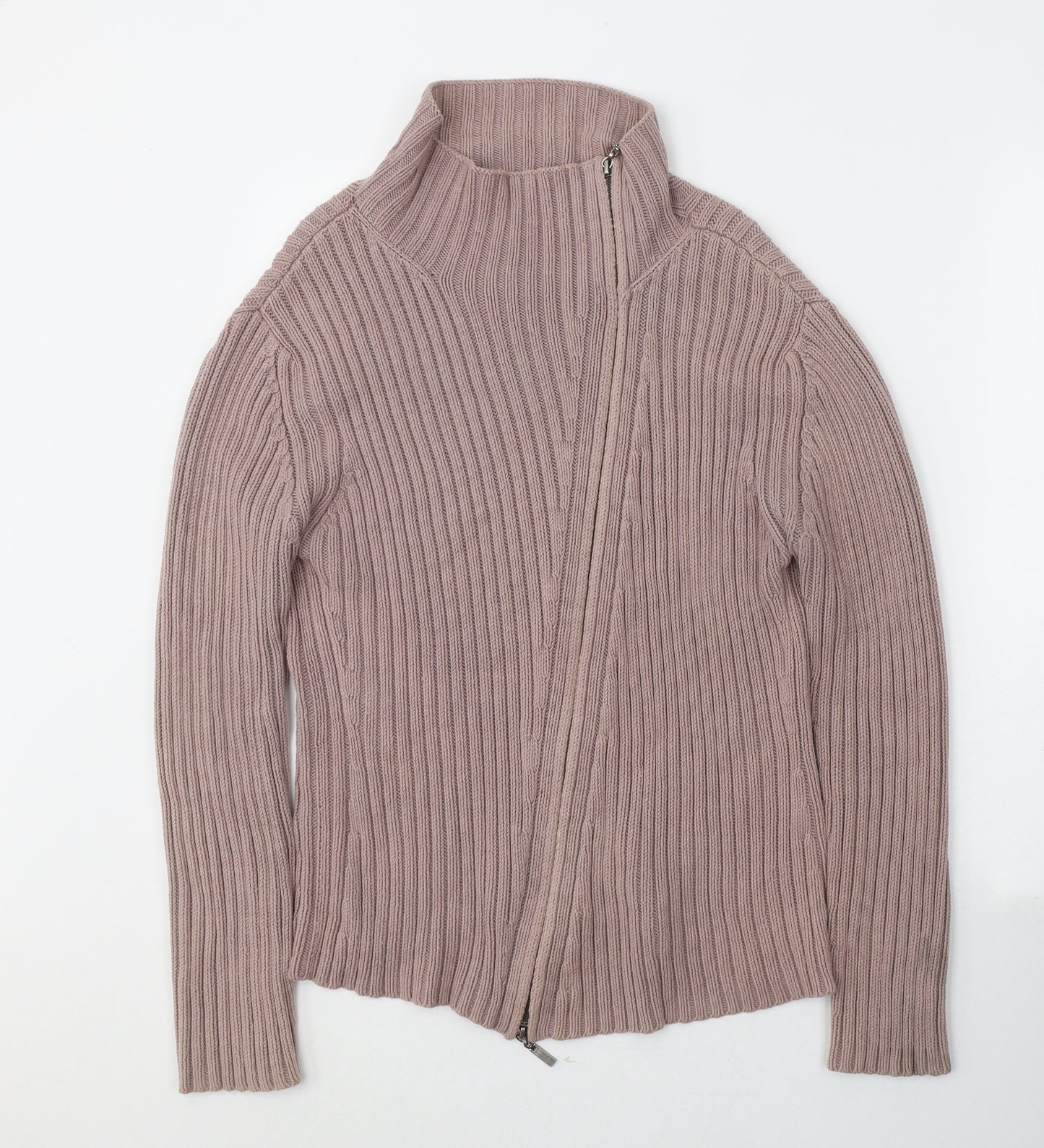Linea Womens Pink High Neck  Cotton Full Zip Jumper Size M