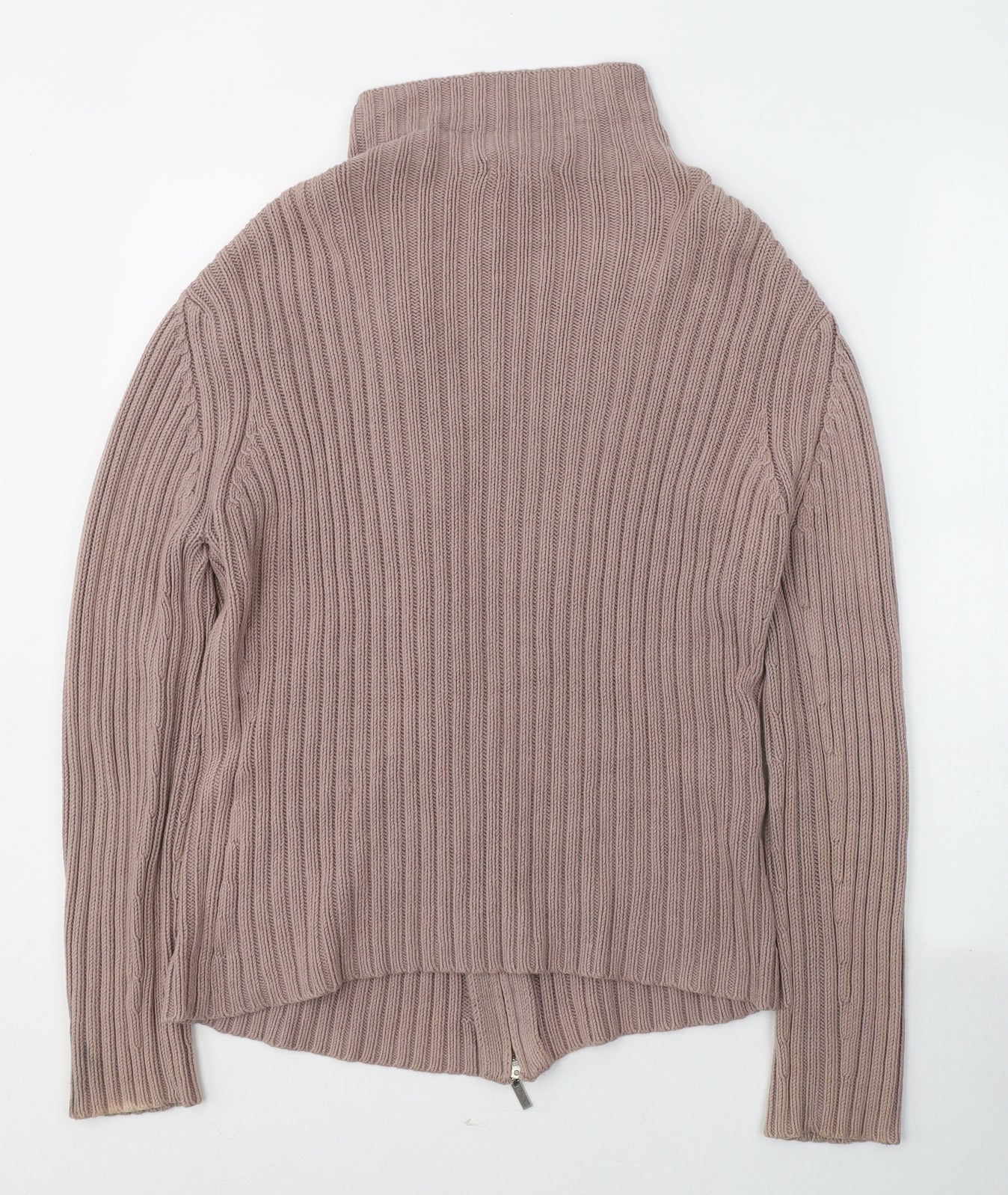 Linea Womens Pink High Neck  Cotton Full Zip Jumper Size M