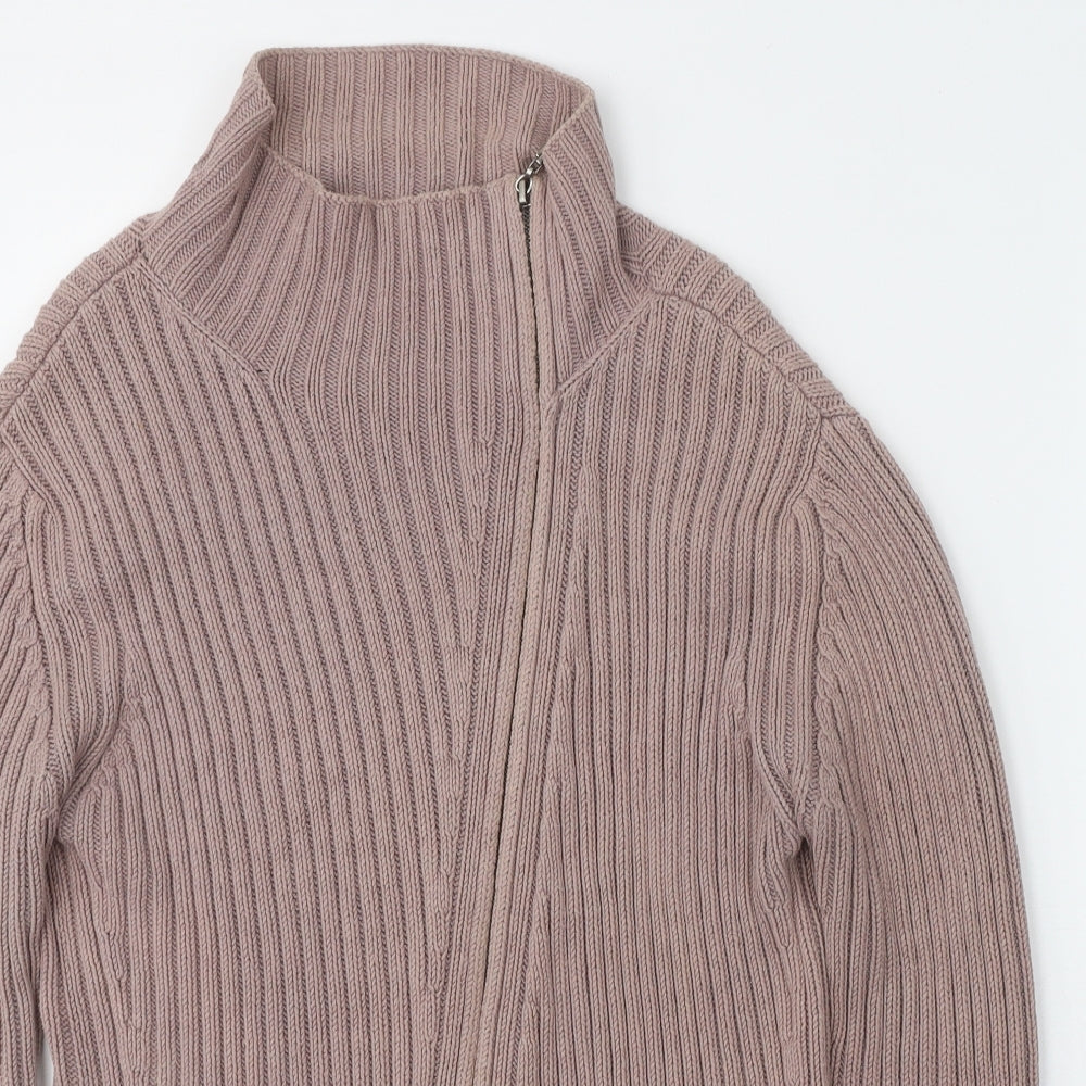 Linea Womens Pink High Neck  Cotton Full Zip Jumper Size M