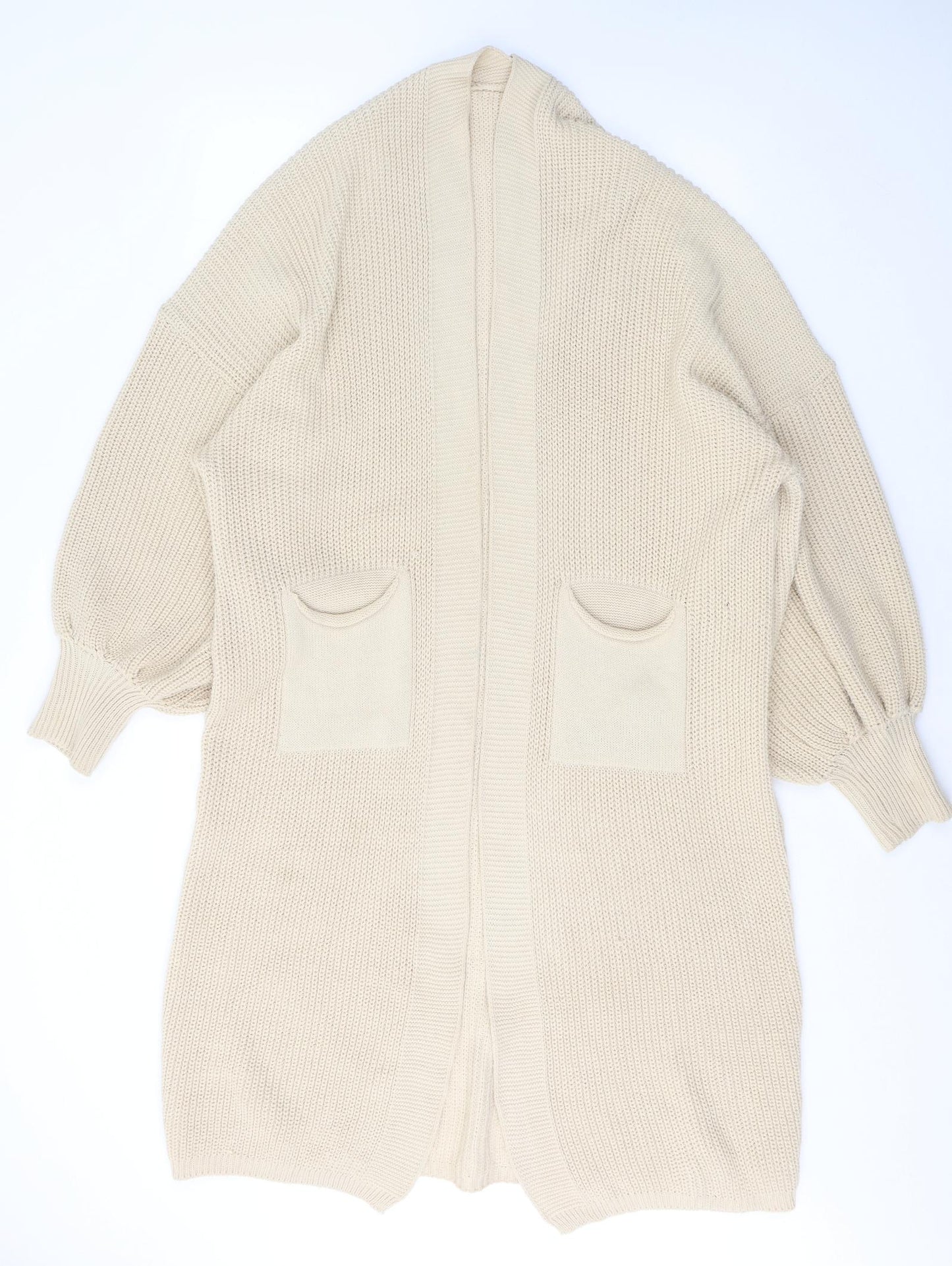 Preworn Womens Beige V-Neck  Acrylic Cardigan Jumper Size L
