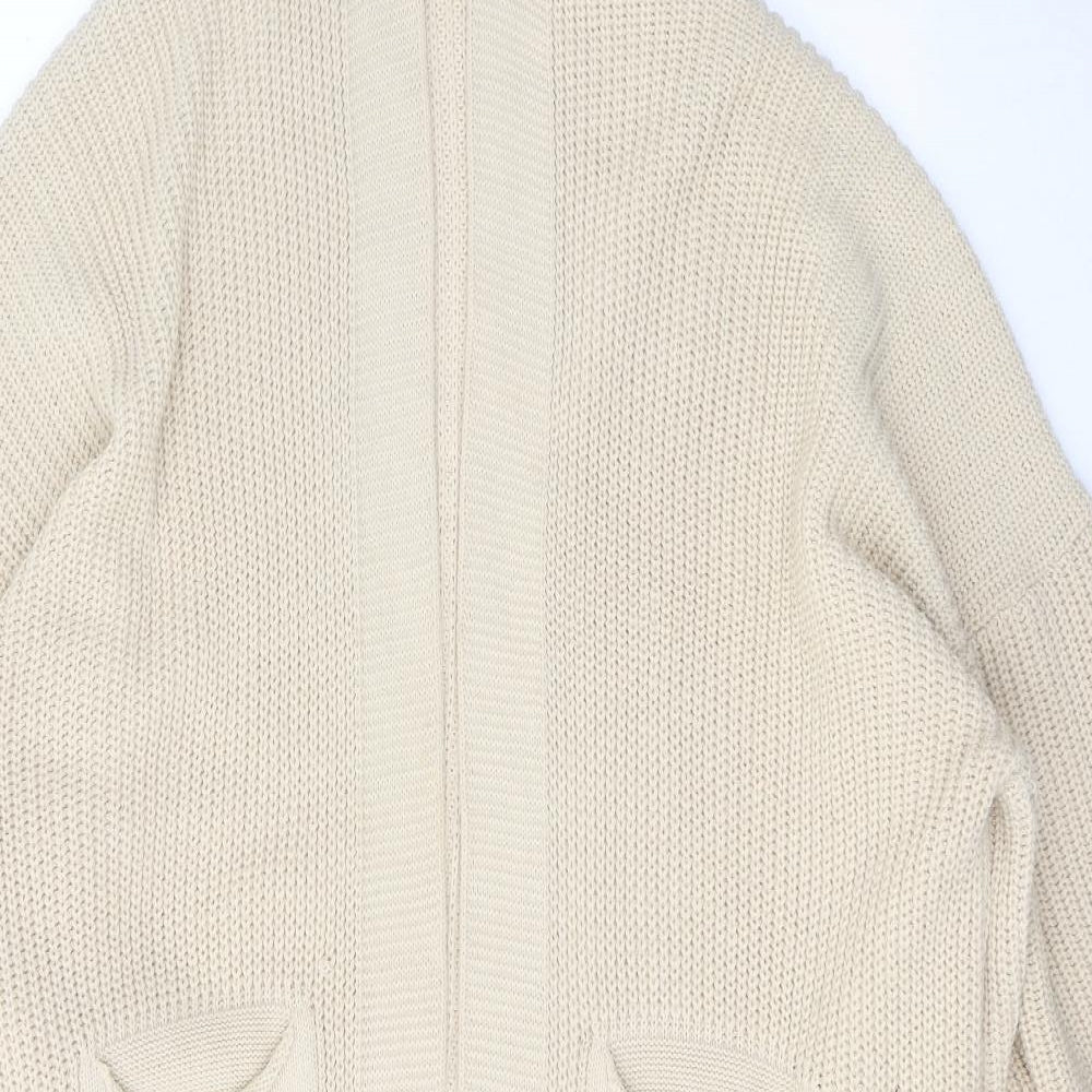 Preworn Womens Beige V-Neck  Acrylic Cardigan Jumper Size L