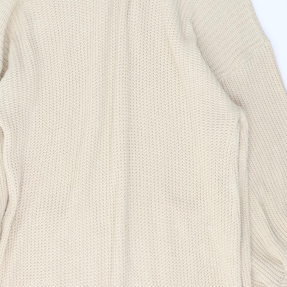 Preworn Womens Beige V-Neck  Acrylic Cardigan Jumper Size L
