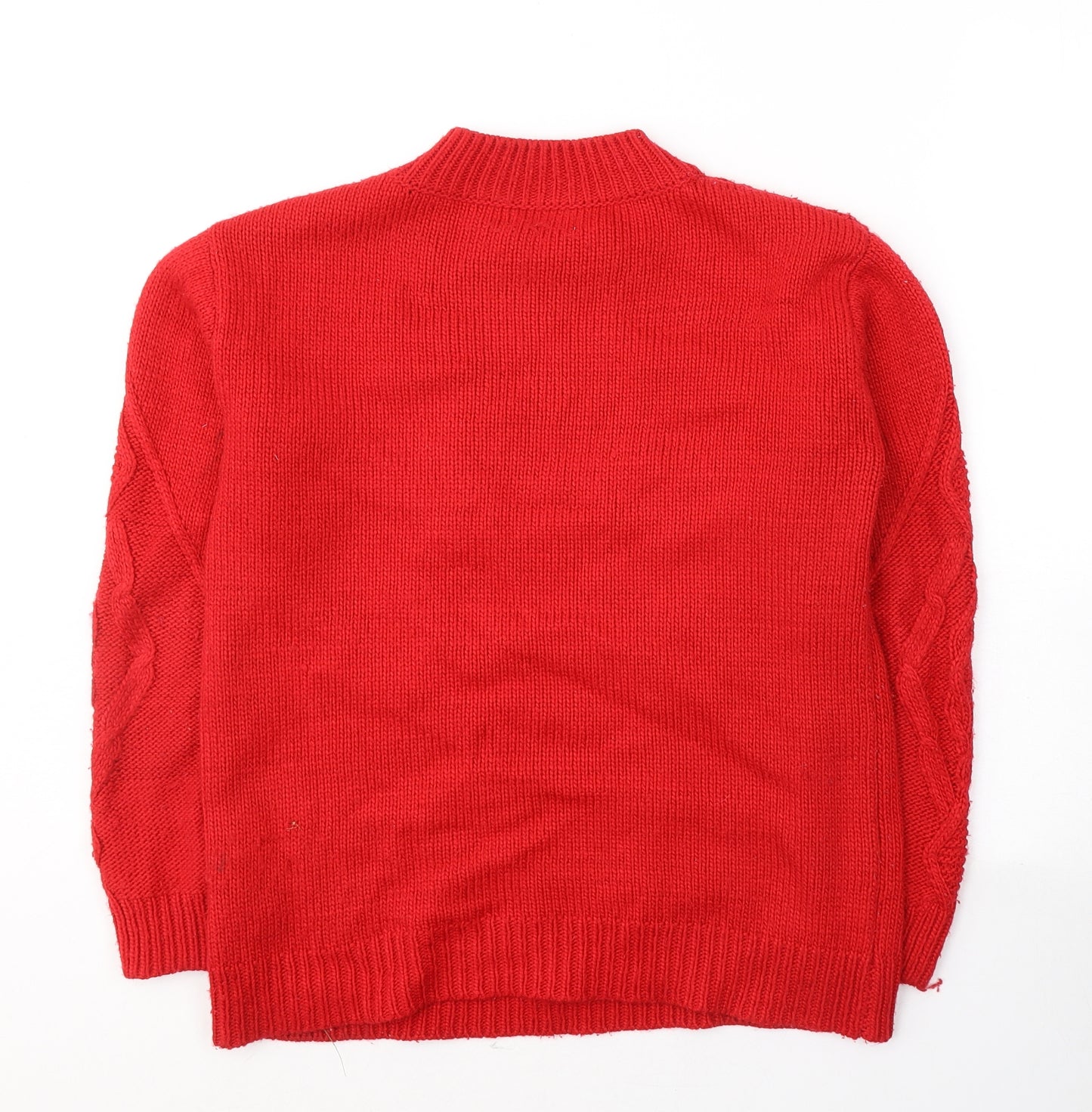 Papaya Womens Red Round Neck  Acrylic Pullover Jumper Size S