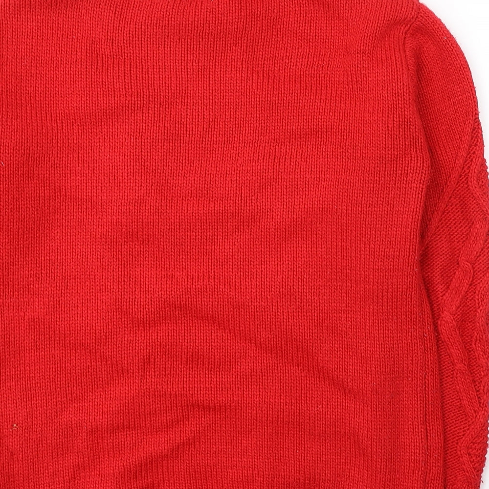 Papaya Womens Red Round Neck  Acrylic Pullover Jumper Size S