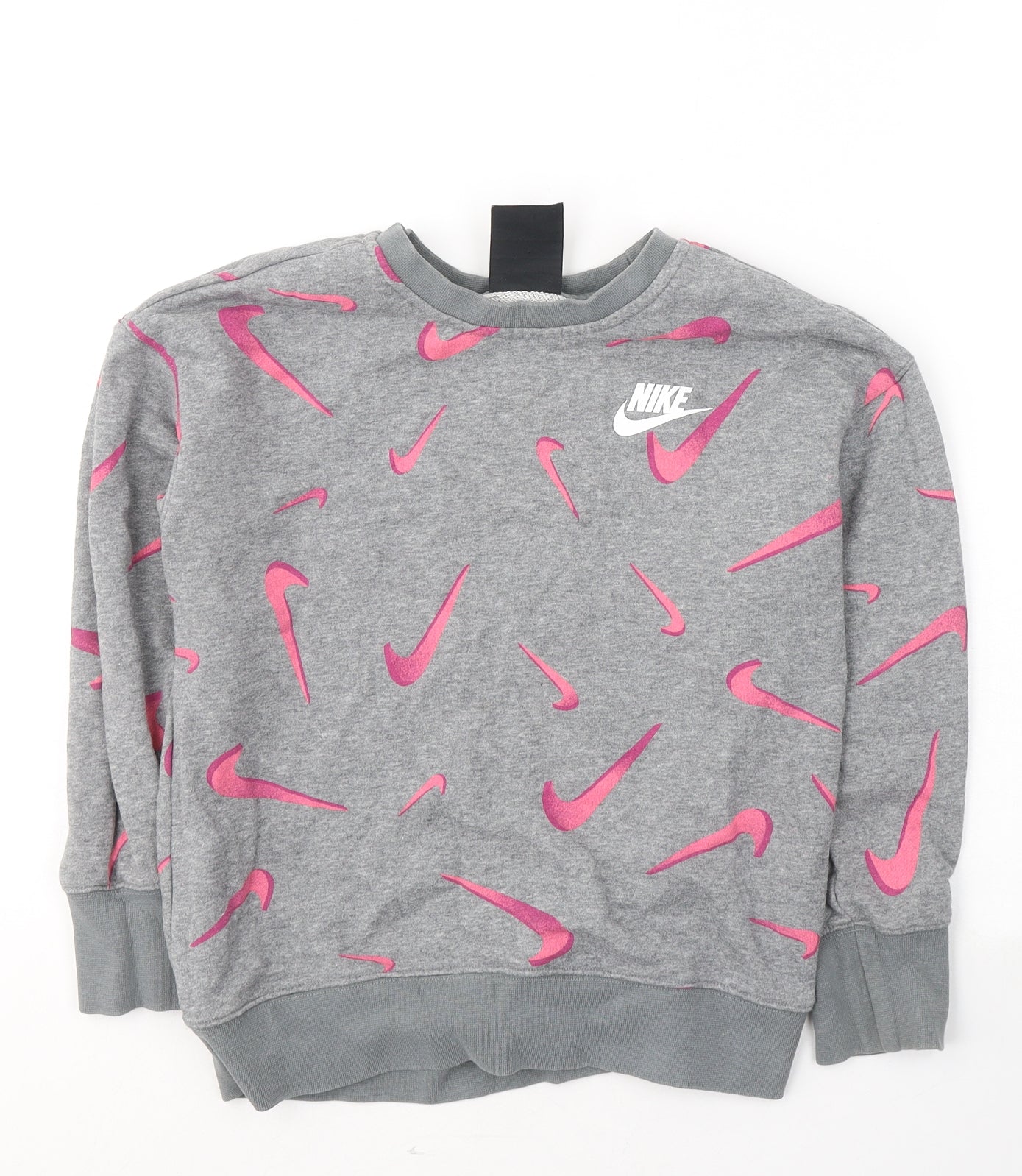 Nike Womens Grey Geometric Cotton Pullover Sweatshirt Size S  Pullover