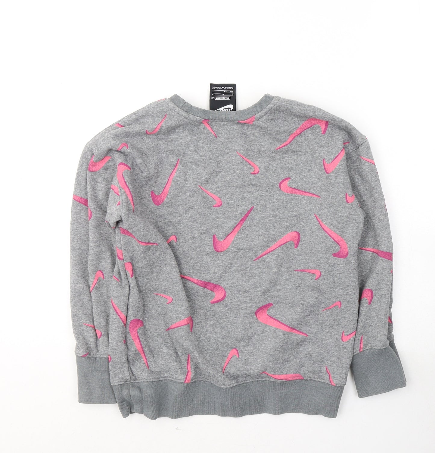 Nike Womens Grey Geometric Cotton Pullover Sweatshirt Size S  Pullover