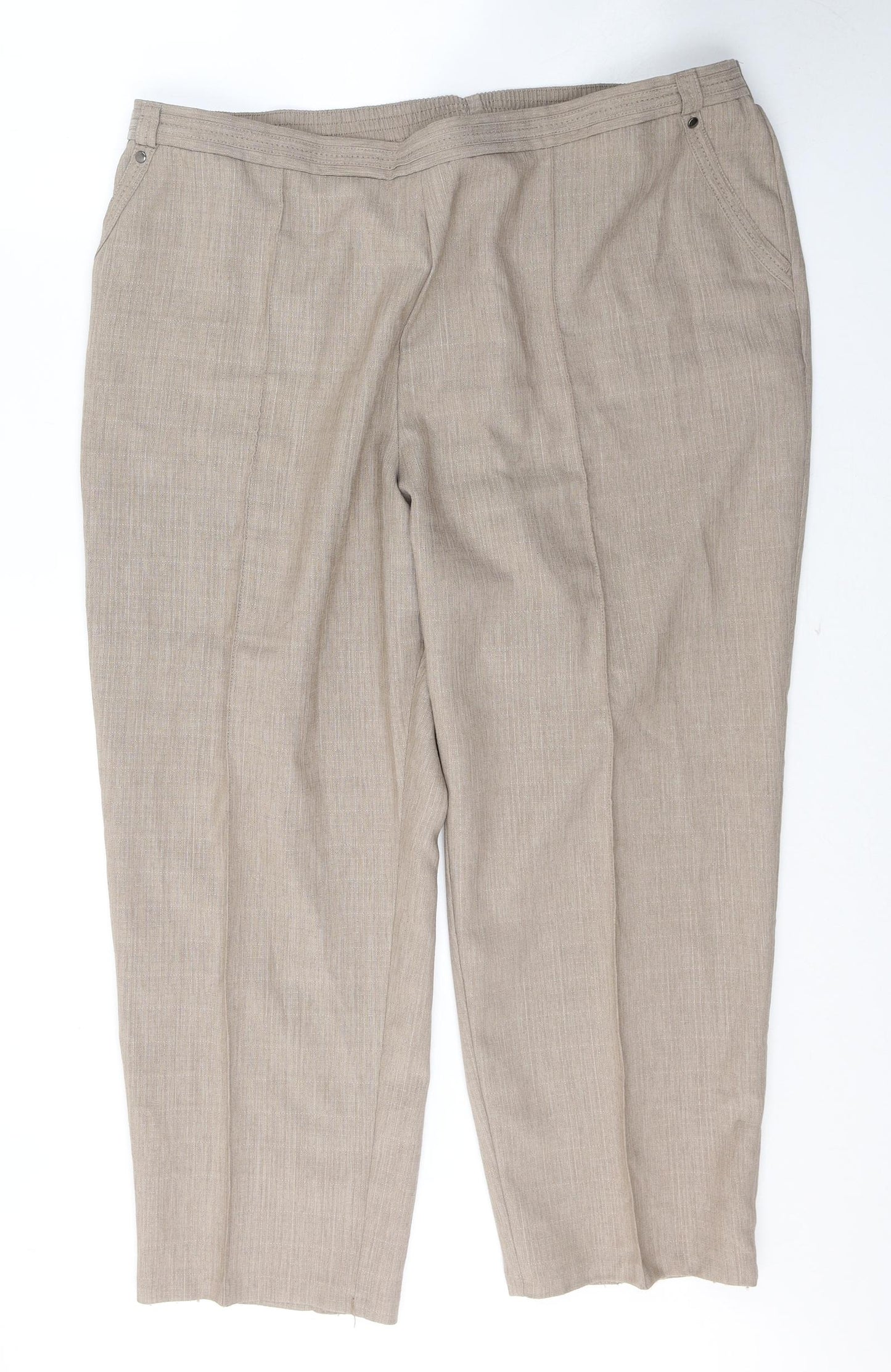 Marks and Spencer Womens Beige  Polyester Cropped Trousers Size 22 L25 in Regular
